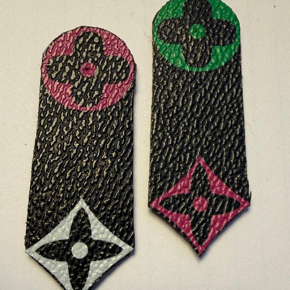 vintage repurposed Upcycled Louis Vuitton Black hot pink Monogram Earrings